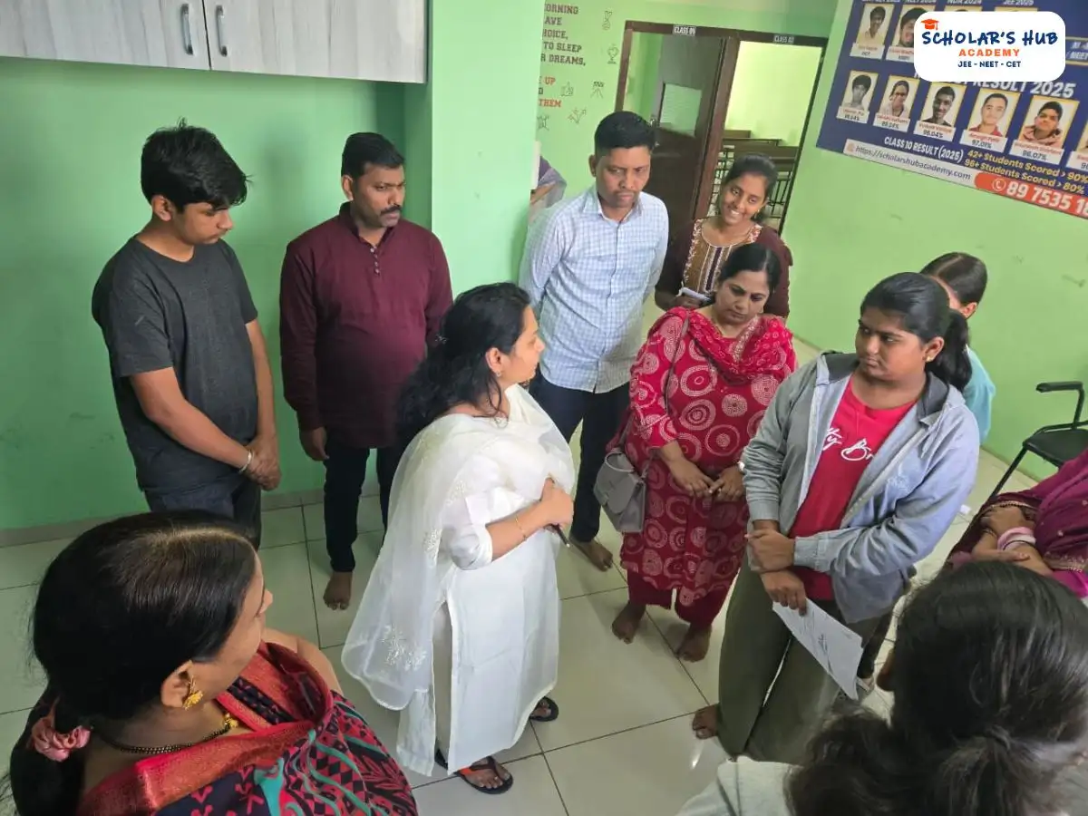 CBSE teachers discussing with Parents of students.
